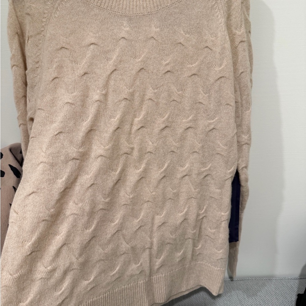 Theory Cream Cable Knit Scoopneck Sweater - Picture 3 of 5